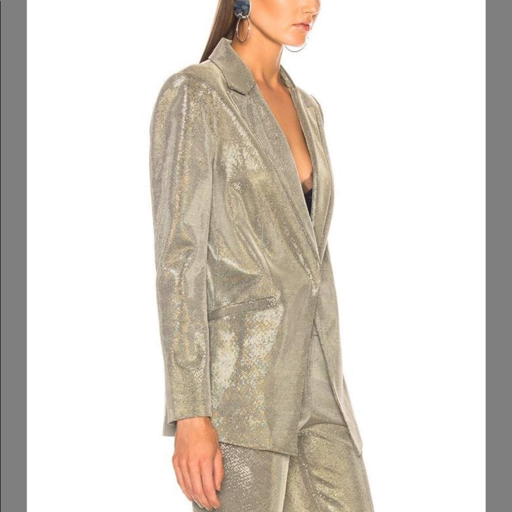 MICHELLE MASON Boxy Metallic Blazer - Platinum